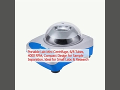 Mini centrífuga de laboratório portátil, tubos 6/8, 4000 RPM, design compacto para separação de amostras, ideal para pequenos laboratórios e pesquisa