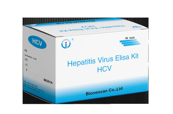 Kit de ensaio Elisa anti-HCV com alta especificidade para 96 ensaios e tempo de ensaio de 1,5-3 horas